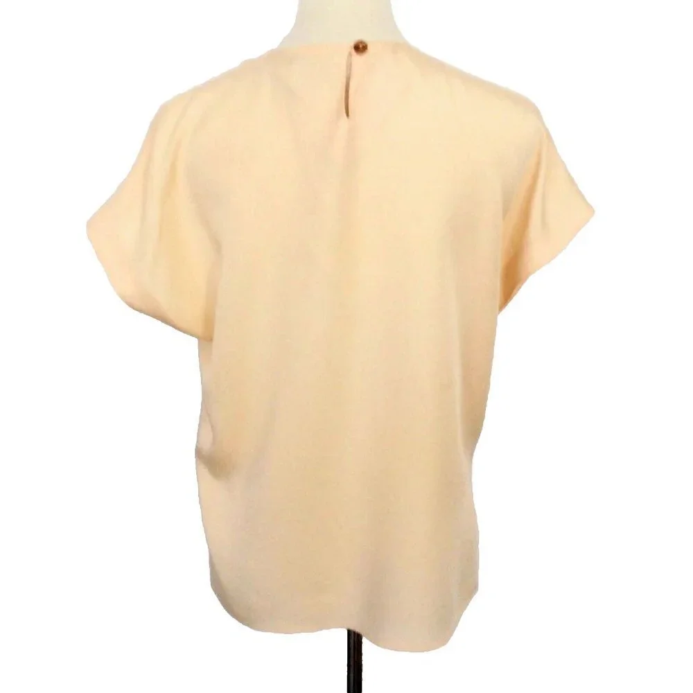 Lizsport Liz Sport Vintage Cap Sleeve Yellow Blouse Size Small